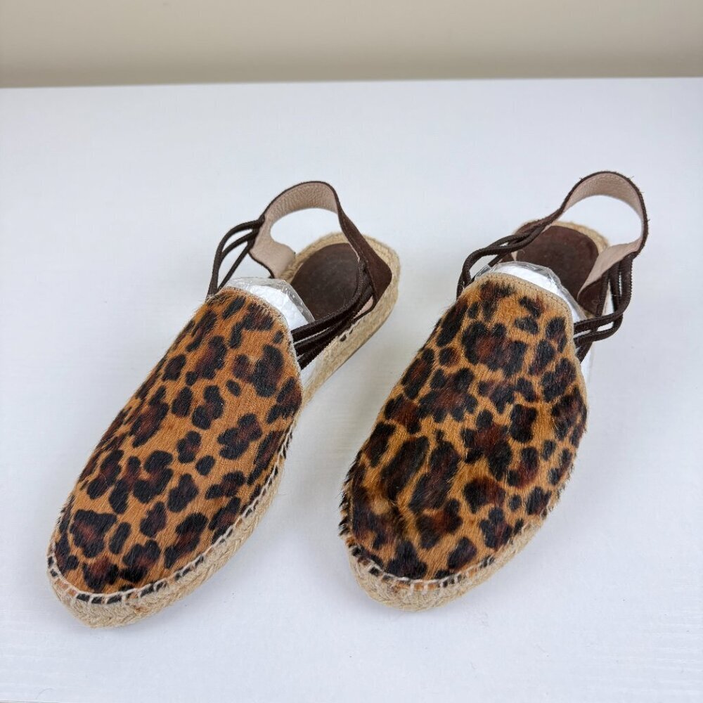 EUC Picon Leopard Print Calf Hair Espadrille Sandals Suede Slingback Strap